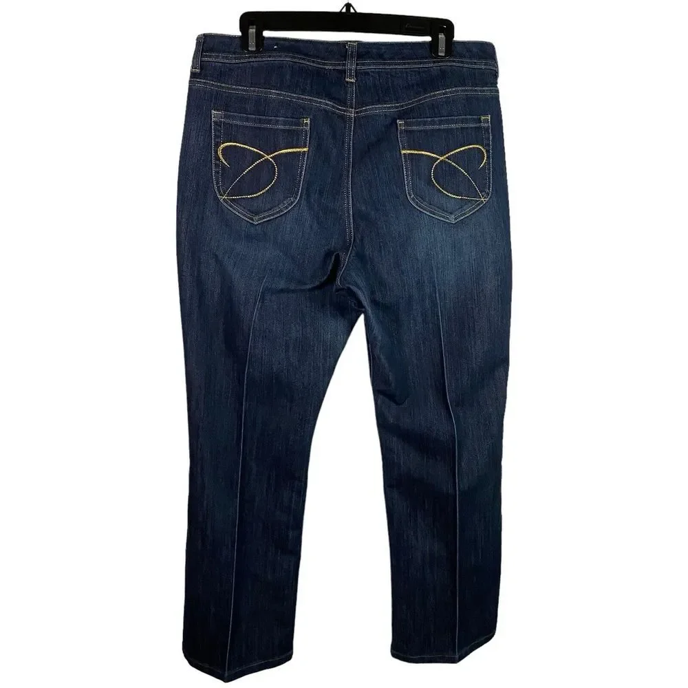 Chico's Platinum Jeans Womens‎ Size 3 Blue Denim Straight Leg